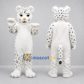Custom White and Black Snow Leopard Mascot Costume Adult Full Body Suit for Wildlife Events