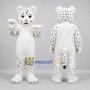 Custom White and Black Snow Leopard Mascot Costume Adult Full Body Suit for Wildlife Events