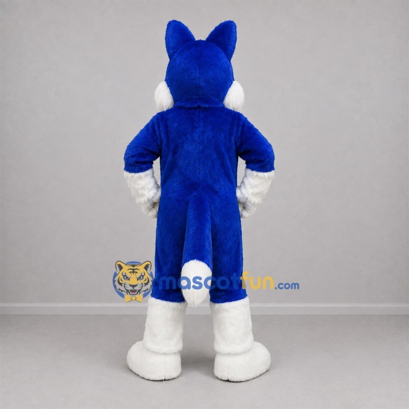 Custom Blue and White Fox Mascot Costume Adult Full Body Suit for School Events Custom Blue and White Fox Mascot Costume Adult Full Body Suit for School Events