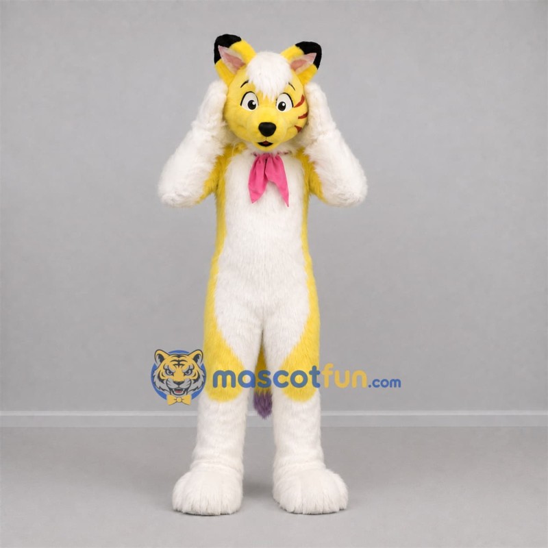 Custom Yellow and White Fox Mascot Costume Adult Full Body Suit for Birthday Parties Custom Yellow and White Fox Mascot Costume Adult Full Body Suit for Birthday Parties