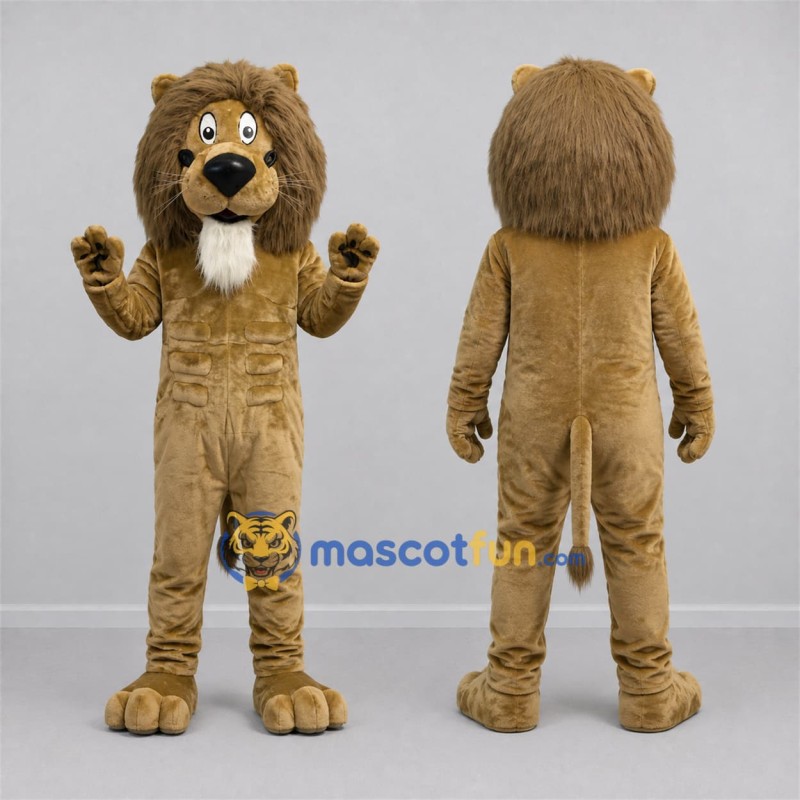 Custom Tan and Brown Lion Mascot Costume Adult Full Body Suit for Wildlife Events Custom Tan and Brown Lion Mascot Costume Adult Full Body Suit for Wildlife Events