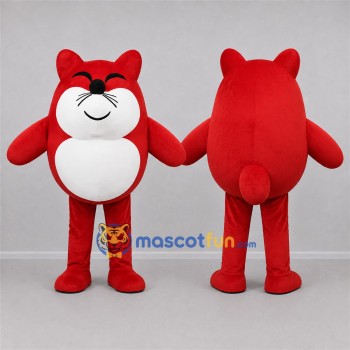 Custom Red and White Cat Mascot Costume Adult Full Body Suit for Birthday Parties
