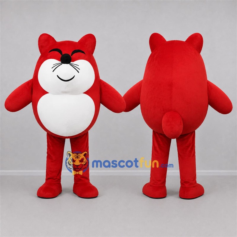 Custom Red and White Cat Mascot Costume Adult Full Body Suit for Birthday Parties Custom Red and White Cat Mascot Costume Adult Full Body Suit for Birthday Parties