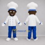 Custom White and Blue Chef Mascot Costume Adult Full Body Suit for Food Festivals