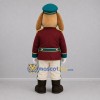 Custom Brown and Burgundy Bellhop Dog Mascot Costume Adult Full Body Suit for Hospitality Events Custom Brown and Burgundy Bellhop Dog Mascot Costume Adult Full Body Suit for Hospitality Events