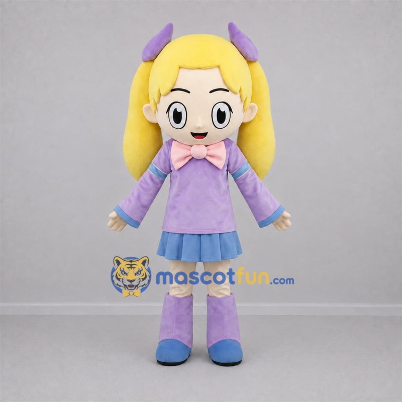 Custom Lavender and Blue Girl Mascot Costume Adult Full Body Suit for Birthday Parties Custom Lavender and Blue Girl Mascot Costume Adult Full Body Suit for Birthday Parties