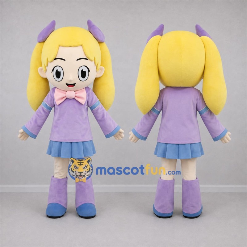 Custom Lavender and Blue Girl Mascot Costume Adult Full Body Suit for Birthday Parties Custom Lavender and Blue Girl Mascot Costume Adult Full Body Suit for Birthday Parties