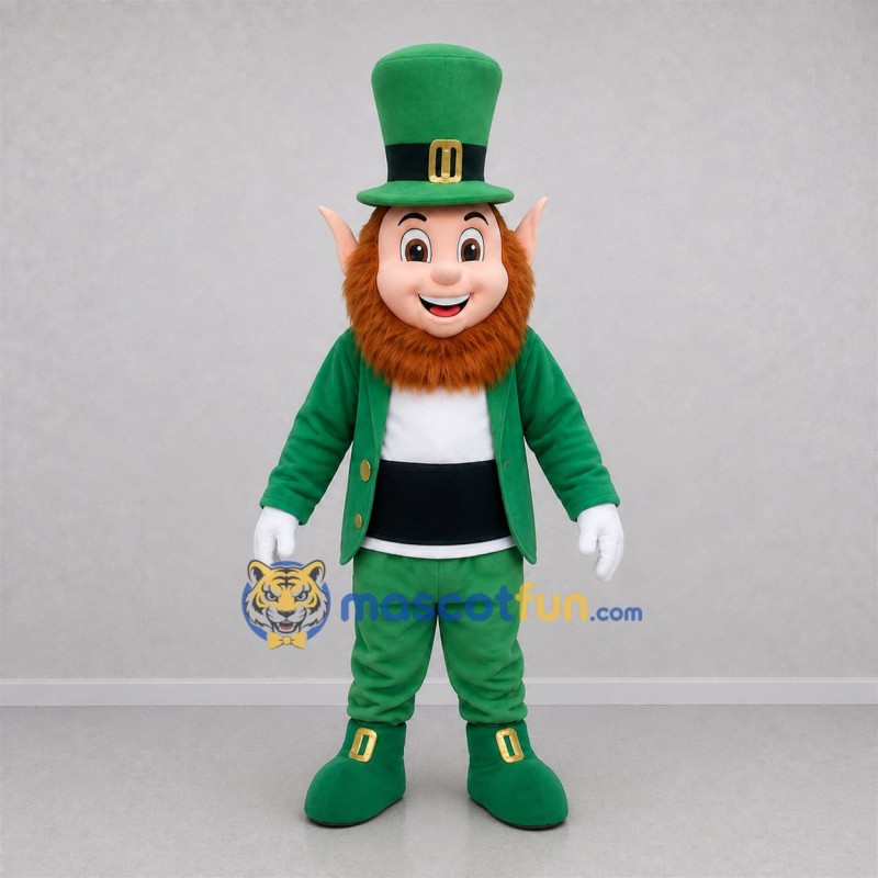 Custom Green and Gold Leprechaun Mascot Costume Adult Full Body Suit for St Patricks Day Events