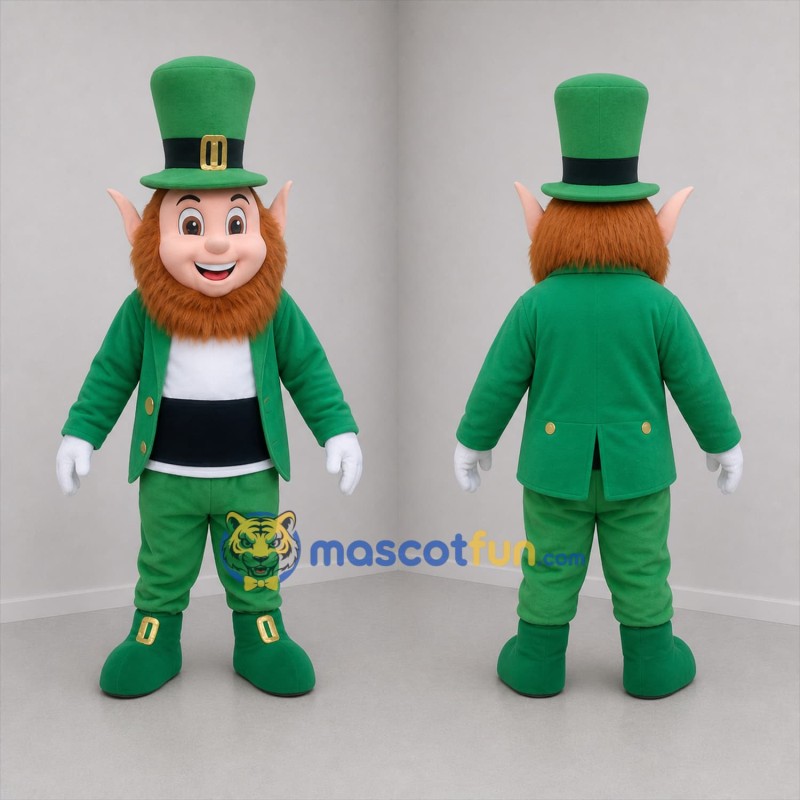 Custom Green and Gold Leprechaun Mascot Costume Adult Full Body Suit for St Patricks Day Events