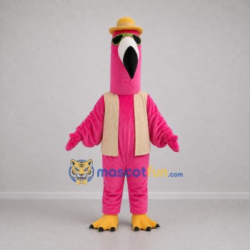 Custom Pink and Tan Flamingo Mascot Costume Adult Full Body Suit for Summer Events