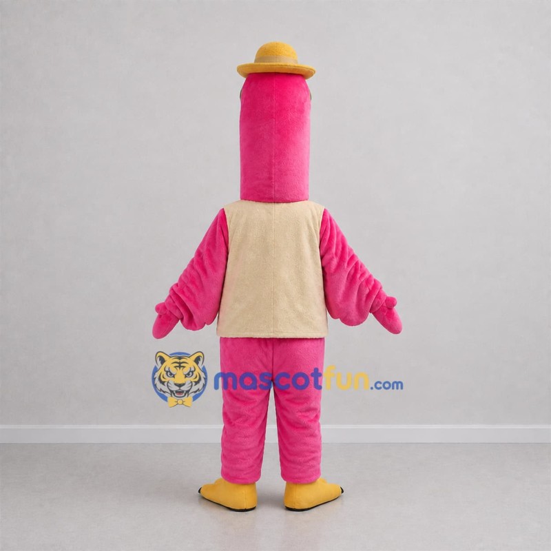 Custom Pink and Tan Flamingo Mascot Costume Adult Full Body Suit for Summer Events