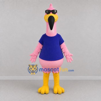 Custom Pink and Blue Tropical Bird Mascot Costume Adult Full Body Suit for Summer Events