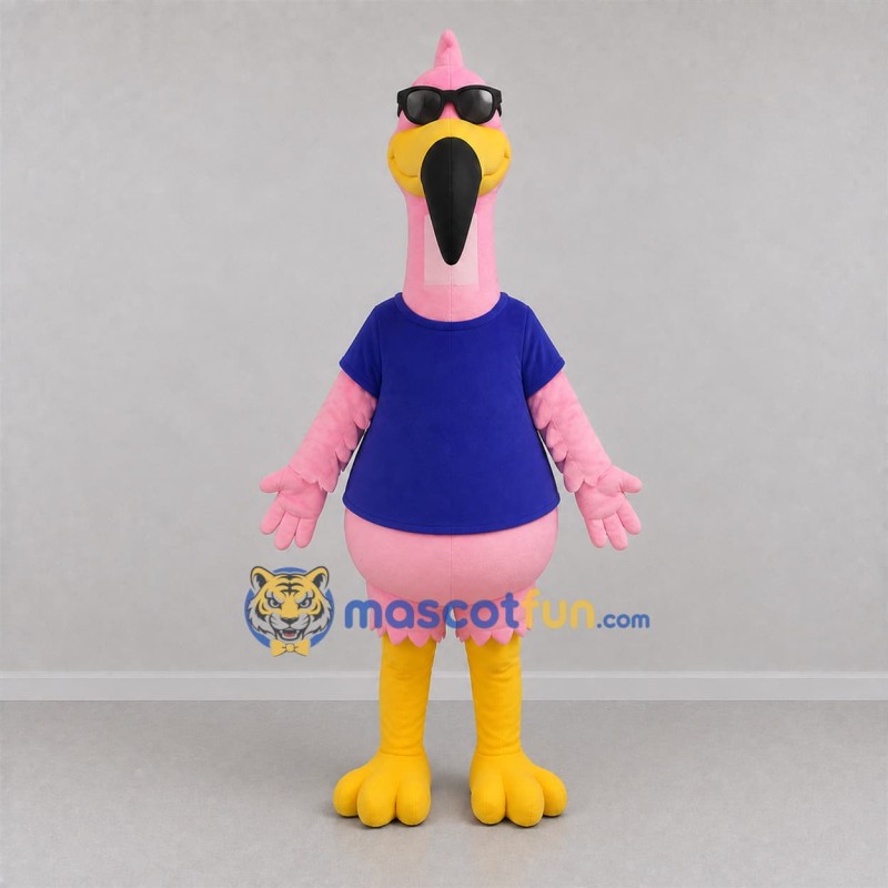 Custom Pink and Blue Tropical Bird Mascot Costume Adult Full Body Suit for Summer Events