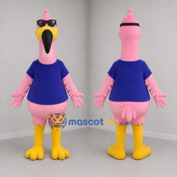 Custom Pink and Blue Tropical Bird Mascot Costume Adult Full Body Suit for Summer Events