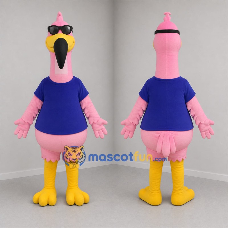 Custom Pink and Blue Tropical Bird Mascot Costume Adult Full Body Suit for Summer Events