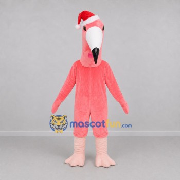 Custom Pink and Red Christmas Flamingo Mascot Costume Adult Full Body Suit for Christmas Events