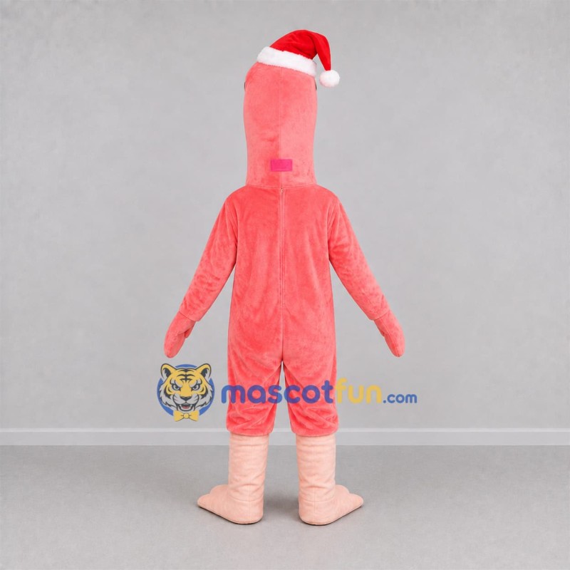 Custom Pink and Red Christmas Flamingo Mascot Costume Adult Full Body Suit for Christmas Events