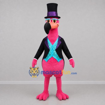 Custom Pink and Black Magician Bird Mascot Costume Adult Full Body Suit for Magic Shows