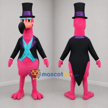 Custom Pink and Black Magician Bird Mascot Costume Adult Full Body Suit for Magic Shows
