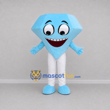 Custom Blue and White Diamond Mascot Costume Adult Full Body Suit for Jewelry Store Promotions
