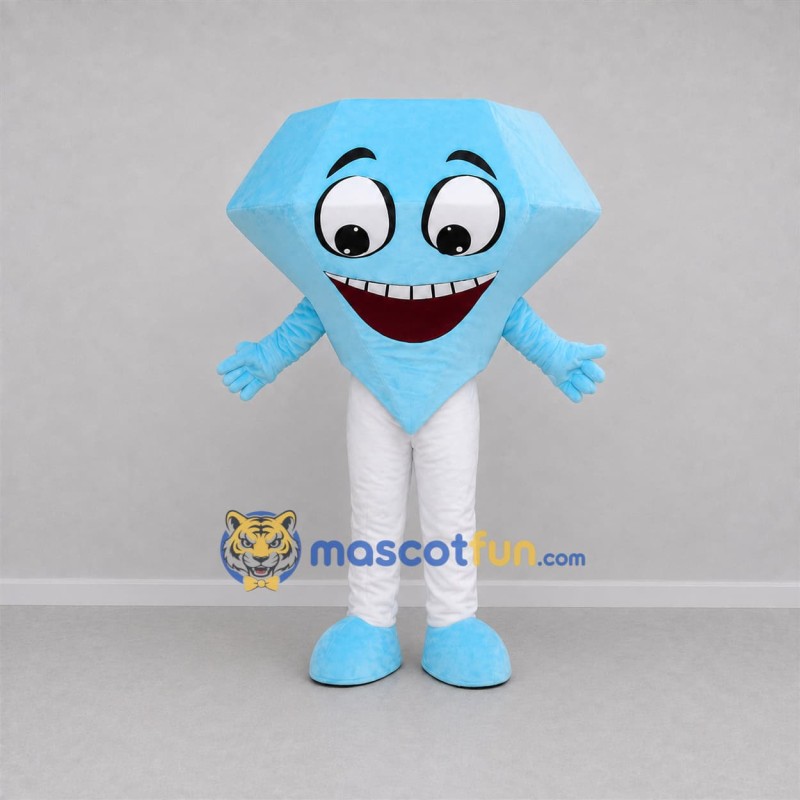 Custom Blue and White Diamond Mascot Costume Adult Full Body Suit for Jewelry Store Promotions