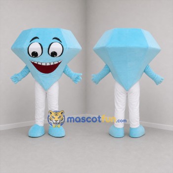 Custom Blue and White Diamond Mascot Costume Adult Full Body Suit for Jewelry Store Promotions