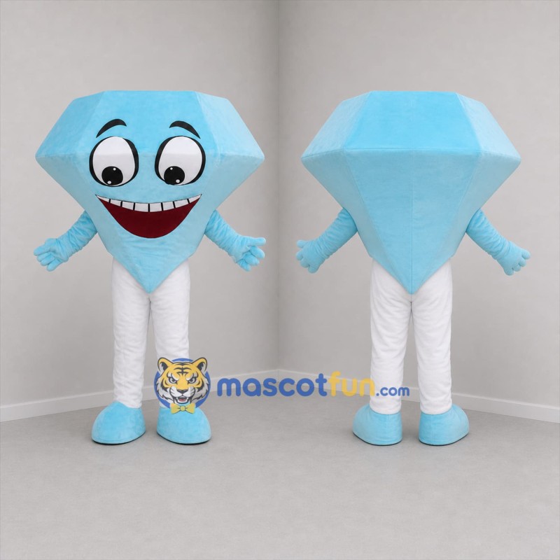 Custom Blue and White Diamond Mascot Costume Adult Full Body Suit for Jewelry Store Promotions