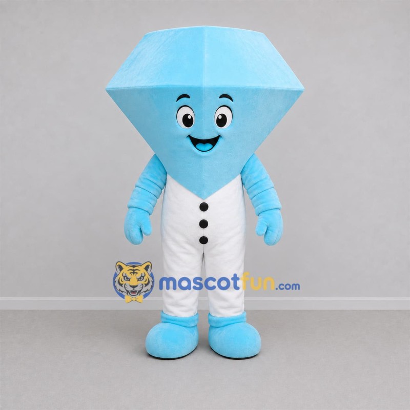 Custom Blue and White Diamond Mascot Costume Adult Full Body Suit for Jewelry Store Promotions