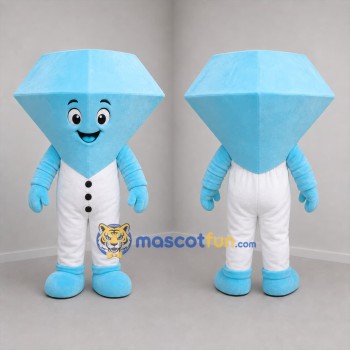 Custom Blue and White Diamond Mascot Costume Adult Full Body Suit for Jewelry Store Promotions