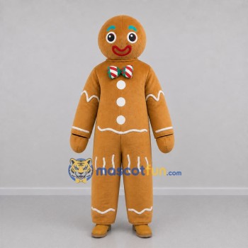 Custom Brown Gingerbread Man Mascot Costume Adult Full Body Suit for Christmas Events