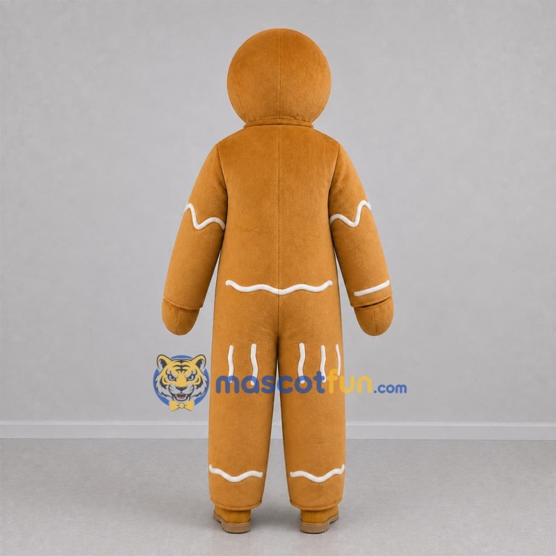 Custom Brown Gingerbread Man Mascot Costume Adult Full Body Suit for Christmas Events