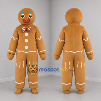 Custom Brown Gingerbread Man Mascot Costume Adult Full Body Suit for Christmas Events