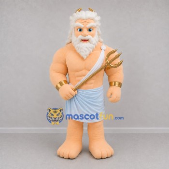 Custom White and Gold Sea God Mascot Costume Adult Full Body Suit for Ocean Events