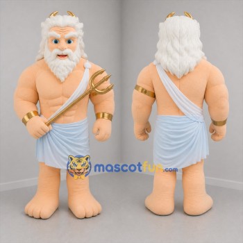 Custom White and Gold Sea God Mascot Costume Adult Full Body Suit for Ocean Events