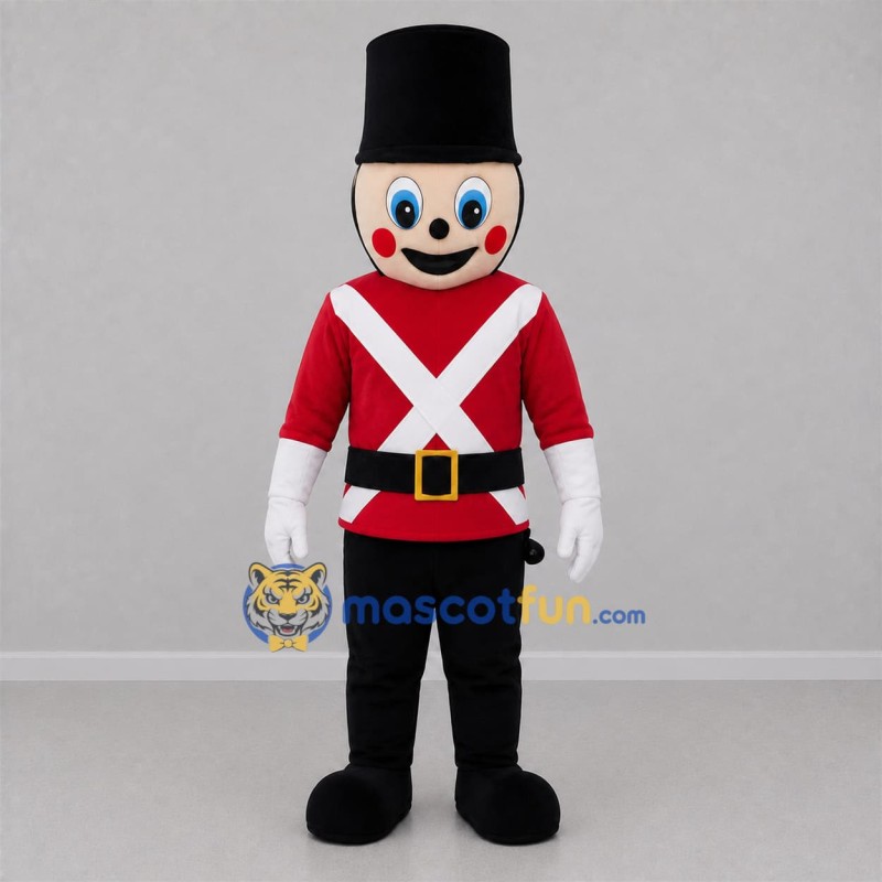 Custom Red and Black Toy Soldier Mascot Costume Adult Full Body Suit for Holiday Parades