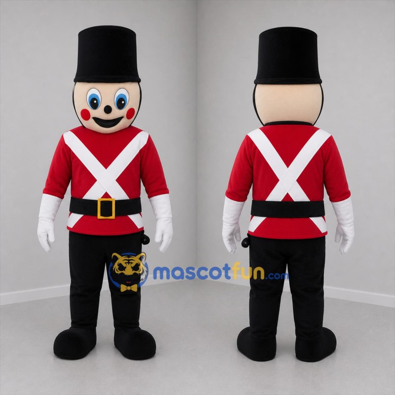 Custom Red and Black Toy Soldier Mascot Costume Adult Full Body Suit for Holiday Parades