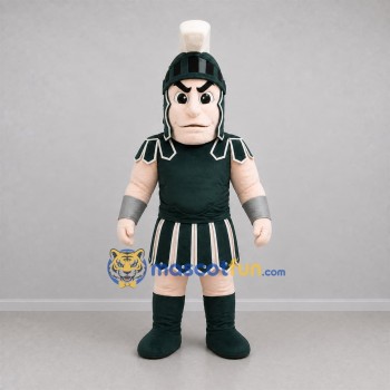 Custom Black and White Spartan Warrior Mascot Costume Adult Full Body Suit for Sports Events