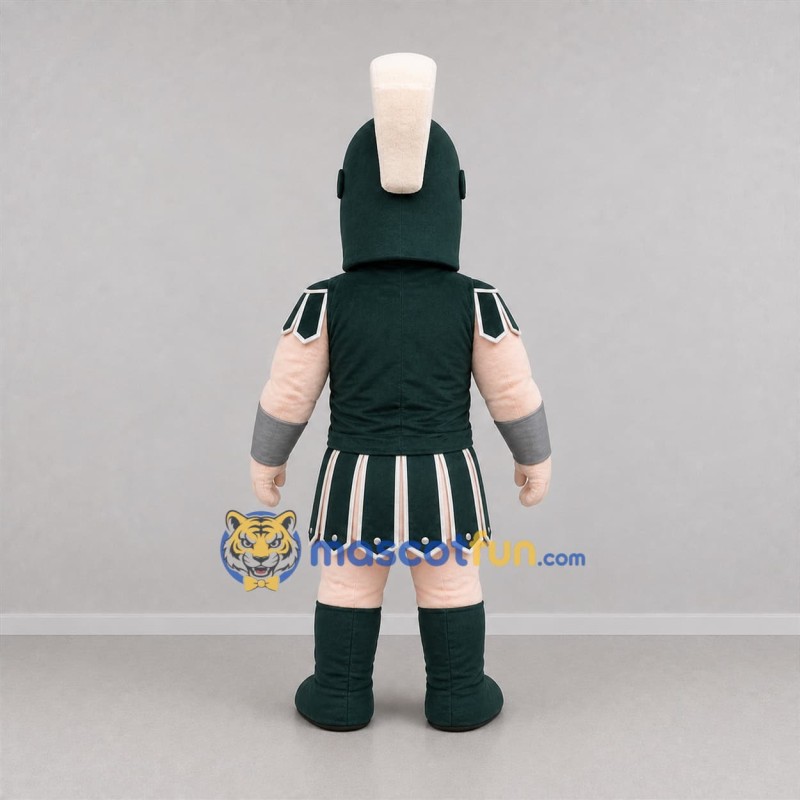 Custom Black and White Spartan Warrior Mascot Costume Adult Full Body Suit for Sports Events