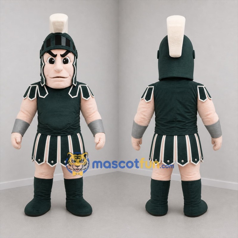 Custom Black and White Spartan Warrior Mascot Costume Adult Full Body Suit for Sports Events
