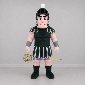 Custom Black and White Spartan Warrior Mascot Costume Adult Full Body Suit for Sports Events