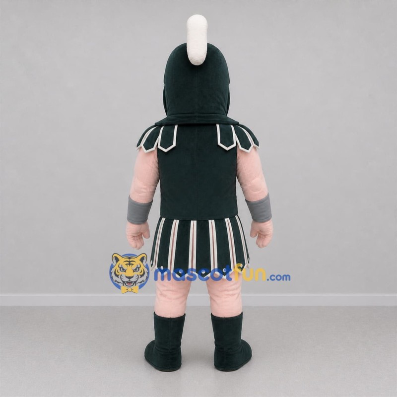 Custom Black and White Spartan Warrior Mascot Costume Adult Full Body Suit for Sports Events