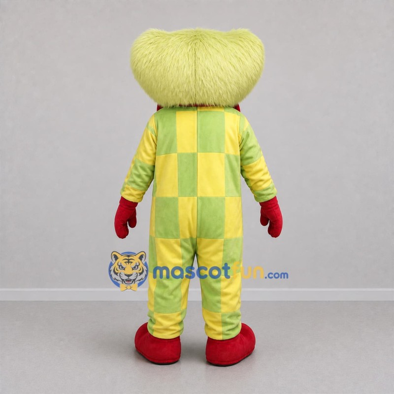 Custom Yellow and Green Clown Mascot Costume Adult Full Body Suit for Carnival Events