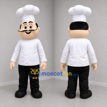 Custom White and Black Chef Mascot Costume Adult Full Body Suit for Food Festivals
