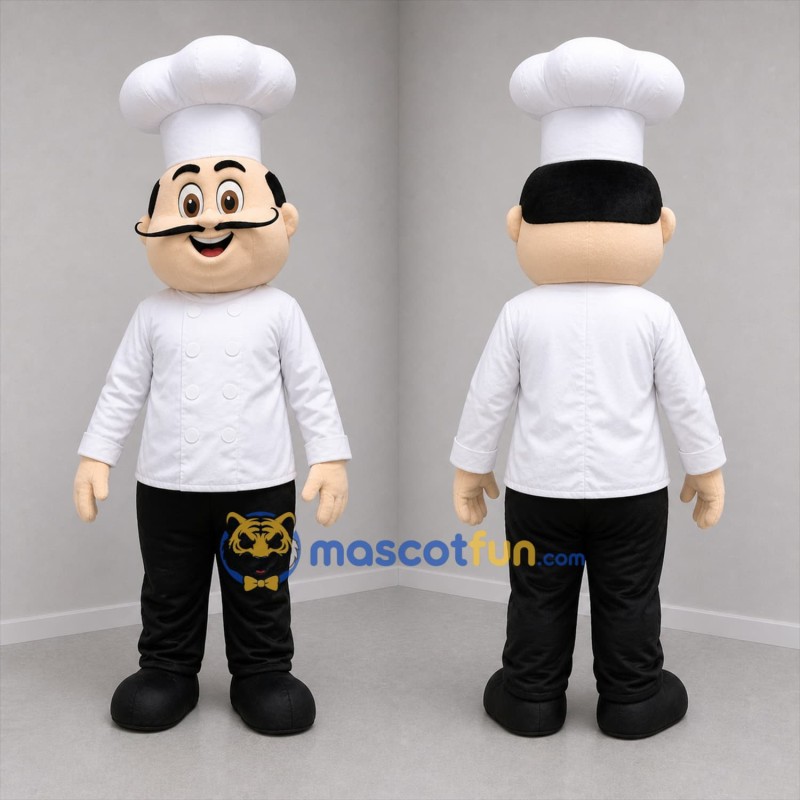 Custom White and Black Chef Mascot Costume Adult Full Body Suit for Food Festivals