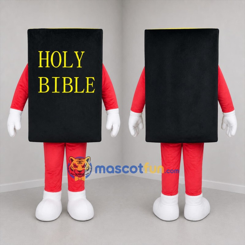 Custom Black and Red Bible Book Mascot Costume Adult Full Body Suit for Church Events