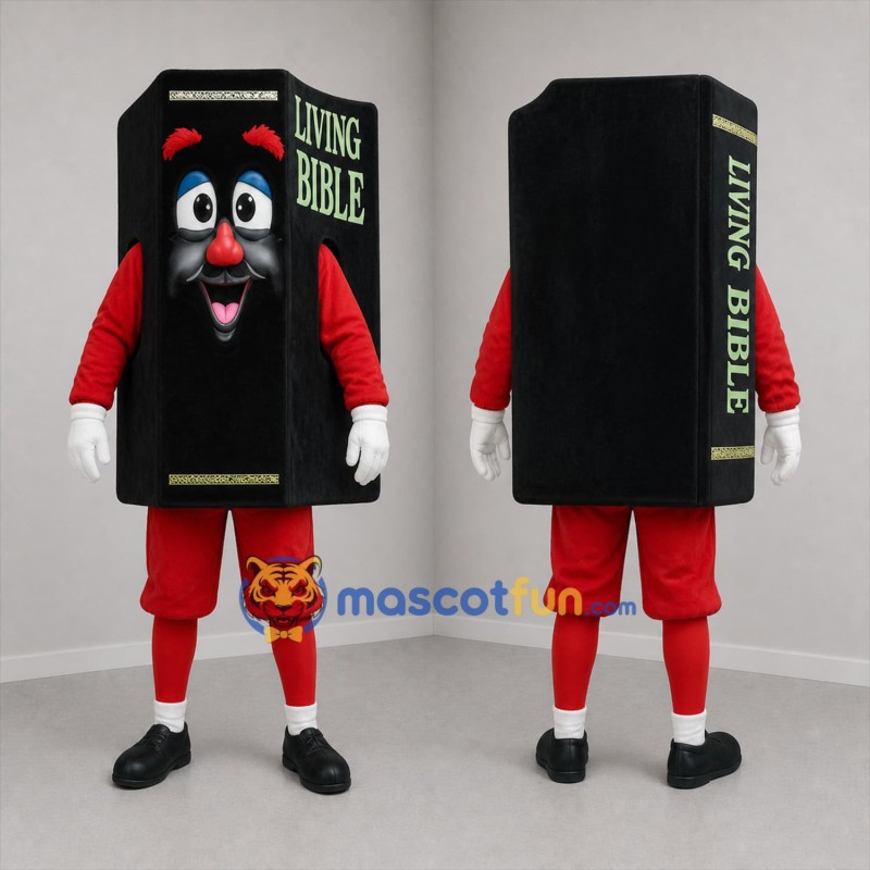 Custom Black and Red Bible Book Mascot Costume Adult Full Body Suit for Church Events