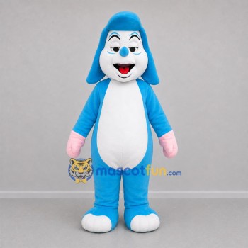 Custom Blue and White Bunny Mascot Costume Adult Full Body Suit for Spring Events