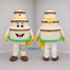 Custom White and Brown Tiered Cake Mascot Costume Adult Full Body Suit for Bakery Promotions