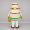 Custom White and Brown Tiered Cake Mascot Costume Adult Full Body Suit for Bakery Promotions