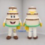 Custom White and Brown Tiered Cake Mascot Costume Adult Full Body Suit for Bakery Promotions
